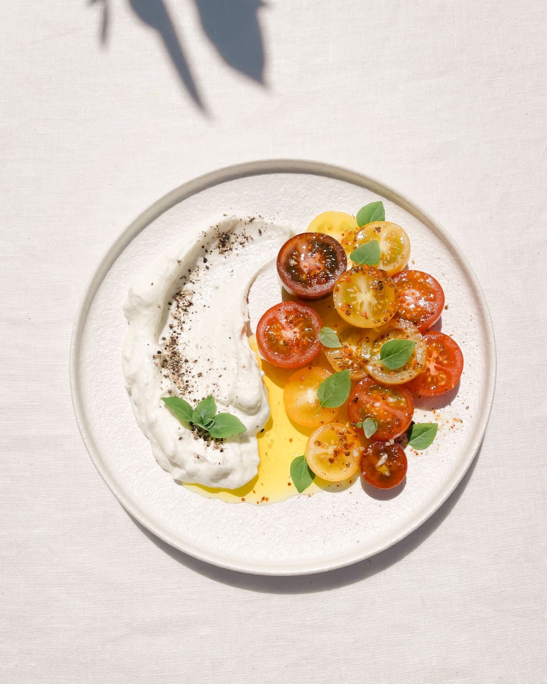 Image of Tomato Salad and Labneh recipe presented on plate